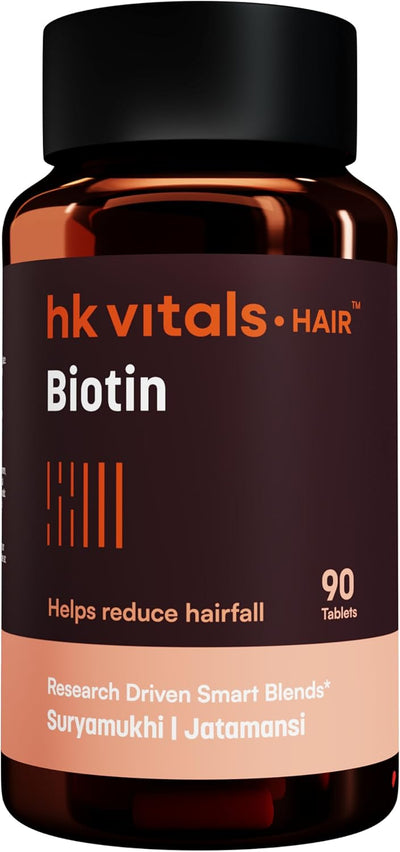 HK Vitals Biotin (90 Tablets) | Supplement For Hair Growth, Strong Hair And Glowing Skin, Fights Nail Brittleness