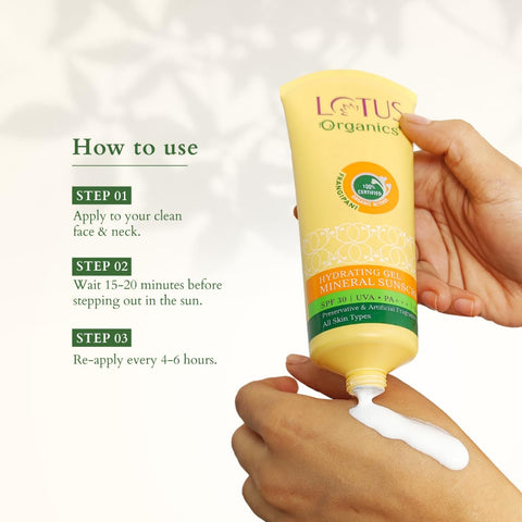 Lotus Organics Hydrating Gel Mineral Sunscreen Spf-30 Pa 100 Gms