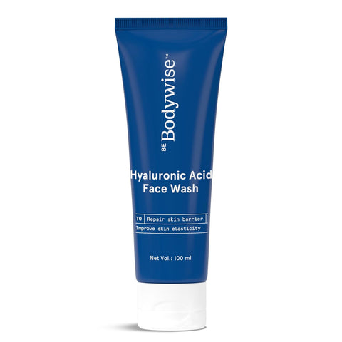 Be Bodywise Hyaluronic Acid Face Wash | With Allantoin, Niacinamide | Hydrates & Retains Moisture, Repairs Skin Barrier & Skin Elasticity | For Dry & Sensitive Skin | 100ml