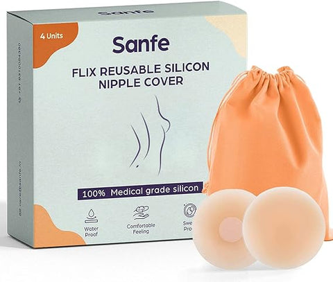 Sanfe Flix Reusable Silicone Nipple Cover - 4 Pieces | 10 Times Reusable