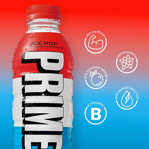 Prime Hydration Drink Ice Pop 500ml + PLIX Multi Power Apple Cider Vinegar Apple Burst (Blue) Tablets 15
