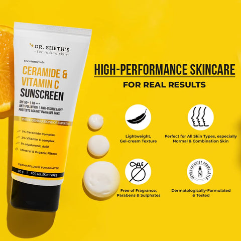 Dr. Sheth's Ceramide & Vitamin C Sunscreen 80 gm