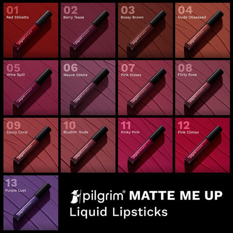 Pilgrim Liquid Matte Lipstick - Flirty Rose | Lipstick for Women 3gms