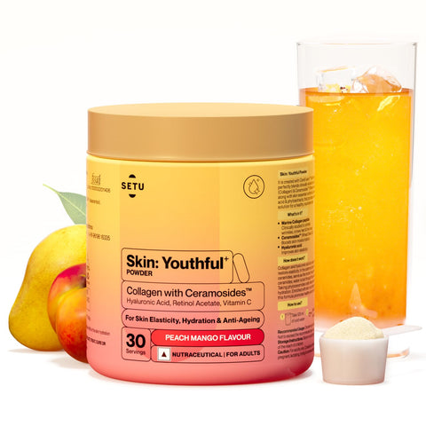 SETU Skin Rejuvenation Combo: Marine Collagen Powder Peach Mango flavor 300g + Glutathione Tablets