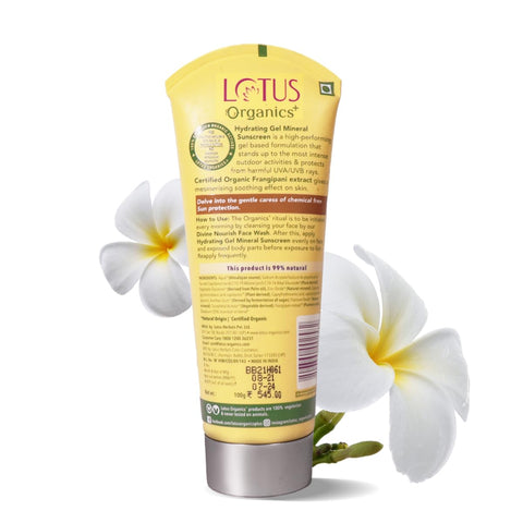 Lotus Organics Hydrating Gel Mineral Sunscreen Spf-30 Pa 100 Gms