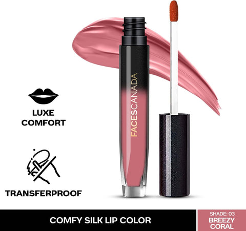 Faces Canada Comfy Silk Liquid Lip Color- Breezy Coral 03