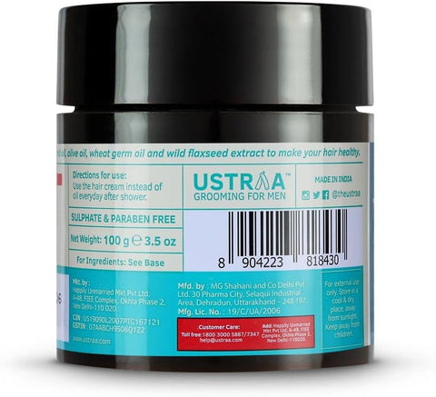 USTRAA Hair Cream with Wild Flaxseed extract and Wheat Germ Oil DAILY USE 100g