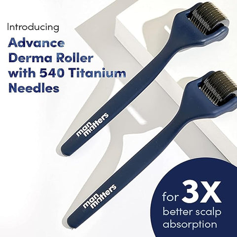 Man Matters Advance Derma Roller For Men With Premium Design For Scalp & Beard, 540 Micro 0.5Mm Titanium Alloy Needles, Reduces Hair Fall, Stimulates Hair Follicles