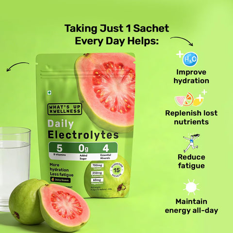 What's Up Daily Electrolytes - Juicy Guava Flavour Sachets 15
