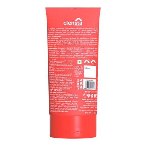 Clensta Red Aloe Vera Daily Matte Sunscreen SPF50 50gm