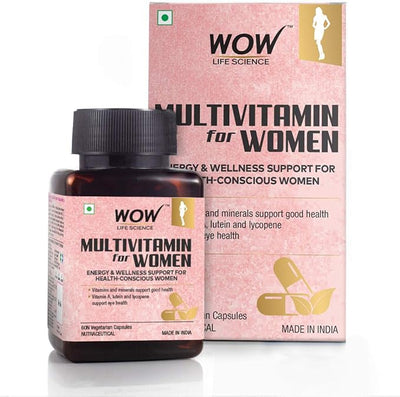 WOW Life Science Multivitamin for Women - Veg Capsules 60 Count - with Vitamin A, Lutein & Lycopene - National Day Deal