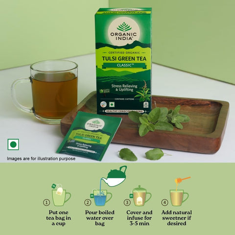 ORGANIC INDIA Tulsi Green Classic Tea 25 Tea bags