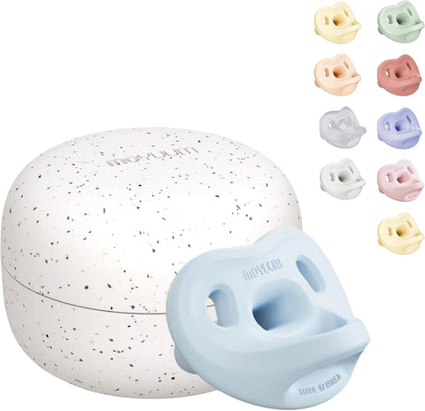 Moyuum All-Silicone Macaron Pacifier with Protective Stage 1 (Up to 3 Months) Case Blue