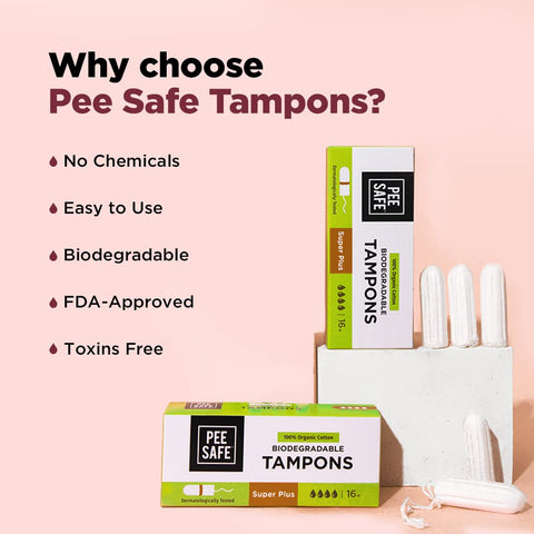 Pee Safe 100% Organic Tampons Super Plus 16N