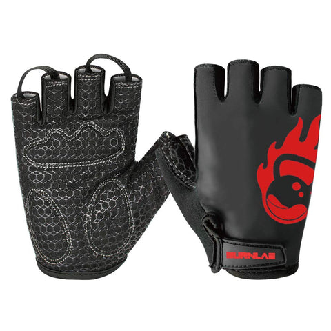 Burnlab Flex Gym Gloves for Men and Women - Ideal for Weightlifting, Cycling, Crossfit, Offers Good Grip and Soft Padding (Black & Red Medium)