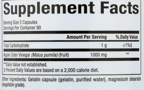 Natural Factors Apple Cider Vinegar 500Mg 180 Capsules