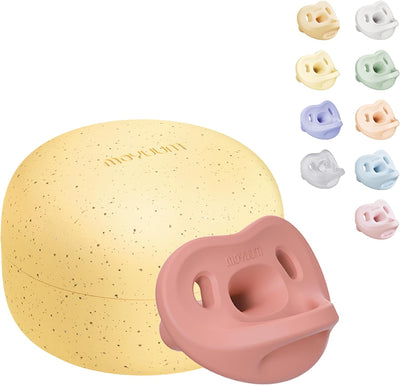 Moyuum All-Silicone Macaron Pacifier with Protective Stage 3 (6 months and older) Case Raspberry