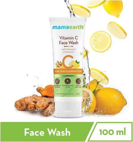 Mamaearth Vitamin C Face Wash with Vitamin C and Turmeric for Illumination Best For Dry | Oily | Sensitive | Normal Skin (100 ML)