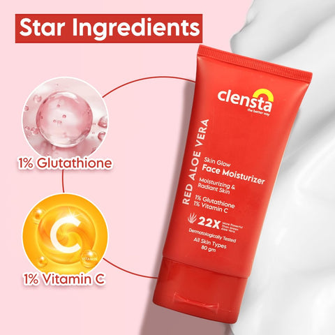 Clensta Red Aloe Vera Skin Glow Face Moisturizer-80ml