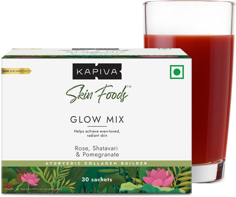 Glow Combo: Kapiva Skin Rituals Kumkumadi Serum 30 ml + KAPIVA Glow Mix Rose, Shatavari & Pomegranate 30 Sachets