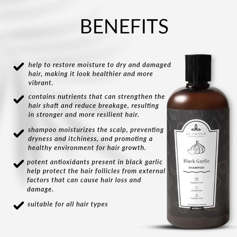 Kethana Black Garlic Shampoo Strengthens and Restores| sulphate and paraben free Anti oxidants Net Volume 400 ml|