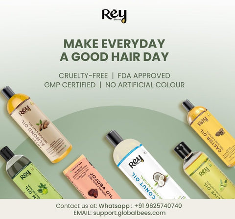 Rey Naturals Complete Hair Care Kit-Castor Oil + Coconut Oil + Almond Oil + Rosemary Oil + Tea tree Oil Combo