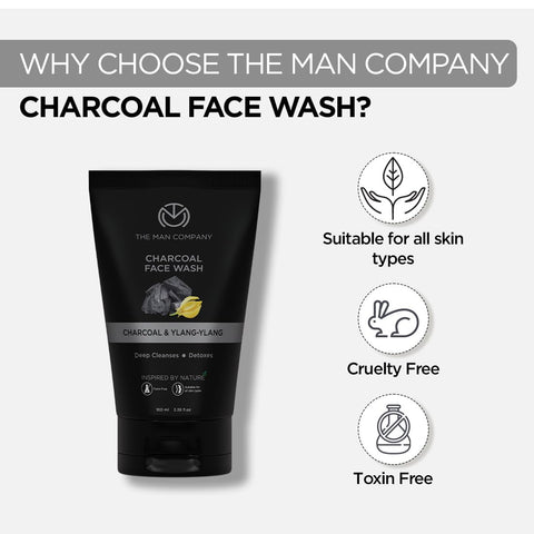 The Man Company Charcoal with Ylang Ylang & Argan Essential Oils Face Wash (100 ml)
