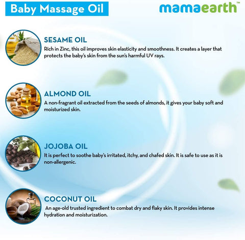 Mamaearth soothing massage oil for babies with sesame, almond & jojoba oil 200 ml