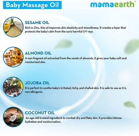 Mamaearth soothing massage oil for babies with sesame, almond & jojoba oil 200 ml