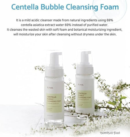 IUNIK Centella Bubble Foaming Vegan Facial Cleanser 5.07 Fl Oz