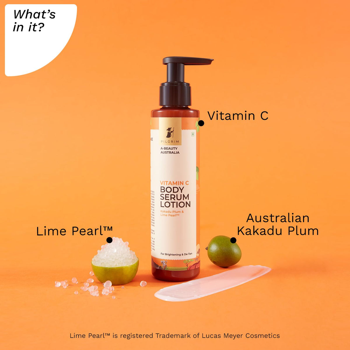 Pilgrim Australian Vitamin C Body Serum Lotion for dry skin with Kakadu Plum & Lime Pearl-Fades dark spots & evens skin tone for brightening & detan-For women and men-150 ml