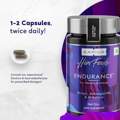 Kapiva Endurance Capsules - Research-backed blend of 14 Herbs & 7 Bhasmas like Ashwagandha, Shilajit and Gokshura to unlock peak performance (60 Capsules)