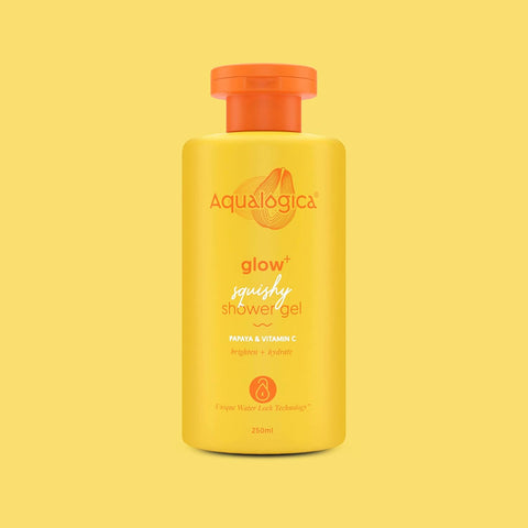 Aqualogica Body Wash Glow+ Squishy Shower Gel With Papaya & Vitamin C For Dry, Oily, Glowing & Hydrated Skin For Men & Women -250ml