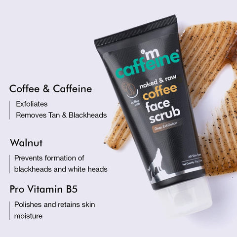 mCaffeine Exfoliating Coffee Body & Face Scrub with Coffee Body Scrub (55gm) & Espresso Face Scrub (75gm)