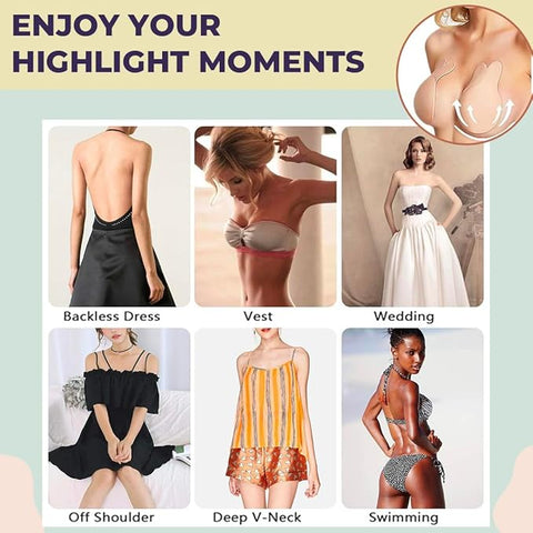 Sanfe Flix Reusable Boob Lift Cups | for Breast Push Up | Braless, Padded, Rabbit (Nude) | A-C Cup Size - 2 Pieces