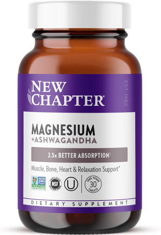 New Chapter Magnesium + Ashwagandha Supplement, 30 Capsules