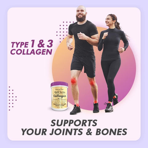 Healthyhey Nutrition Gold Series Hydrolysed Bovine Collagen Type 1 & 3, 200 G, Orange