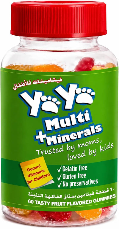 YAYA MULTI + MINERALS for children, Bottle of 60 Tasty Fruit Flavored Gummies