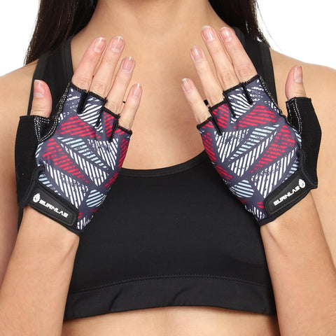 Burnlab Flex Gym Gloves for Men and Women - Ideal for Weightlifting, Cycling, Crossfit, Offers Good Grip and Soft Padding (White & Pink Small)