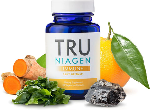 TRU NIAGEN Immune Support Supplement - Daily Defense - Vitamin C from Fermentation, Vegan Vitamin D3 2000 IU, Zinc, Plus Theracurmin (Curcumin) + Multi Award-Winning NAD Boosting Niagen 150mg 30ct