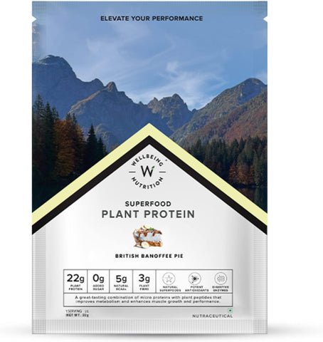 Wellbeing Nutrition Organic Vegan Plant Protein Isolate Powder British Banoffee Pie - 32gm