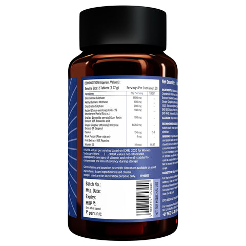 HK Vitals Joint Support (60 Tablets) | With Glucosamine 1400Mg, Chondroitin, Calcium And Vitamin D3 | For Joint Strength, Mobility, And Flexibility