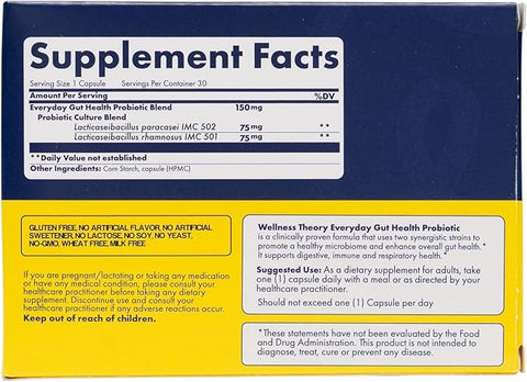 Wellness Theory Ed Gut Health Probiotics Caps 30S