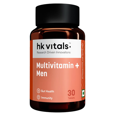 HK Vitals Multivitamin Plus Men, 60 Tablets | Daily Multivitamin For Men, For Energy, Stamina, Immunity, Gut, Heart, Bone & Muscle Health