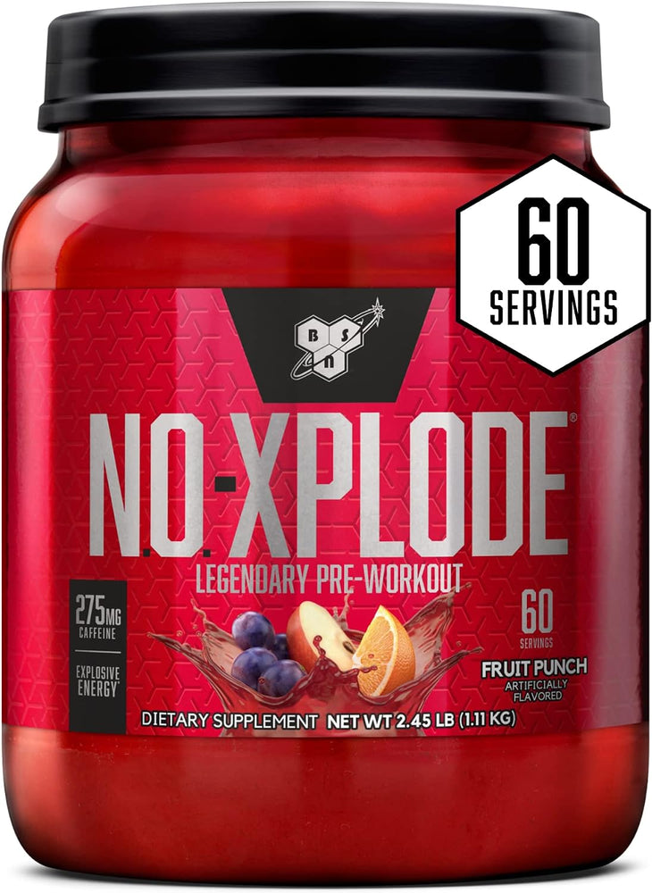 BSN N.O XPLODE Pre-Workout Powder, Green Apple, 2.45LB, 60 Servings