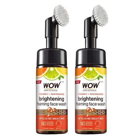 Wow Skin Science Brightening Vitamin C & Niacinamide Foaming Face Wash For Women & Men 150ml pack Of 2