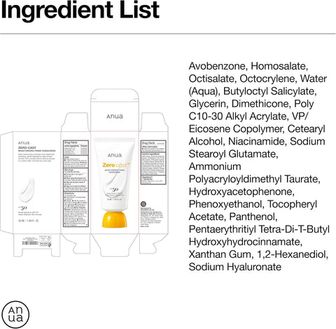 Anua Zero-Cast Moisturizing Finish Sunscreen 50Ml