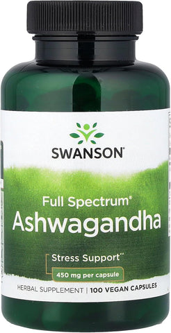 Swanson, Full Spectrum Ashwagandha, 100 Vegan Capsules (450 Mg Per Capsule)