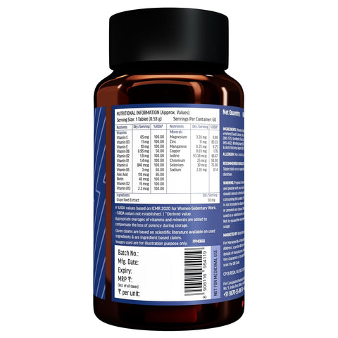 HK Vitals Zinc Supplements (60 Tablets) | With Vitamin C, Vitamin D3, Multivitamin And Multimineral | Immunity Boosters For Adults