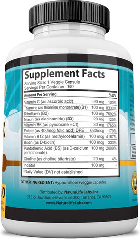 NaturaLife Labs Vitamin B-Complex 100 Capsules